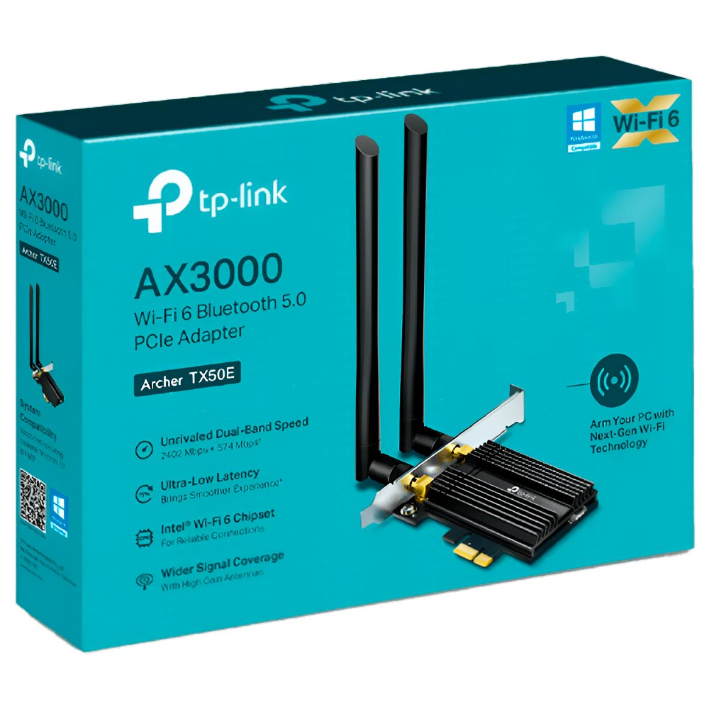 Comprar Adaptador Wifi / Bluetooth 5.0 Tp-Link Archer TX50E PCI Express Dual Band / 2.4GHz / 5GHz - 3000Mbps em São José dos Pinhais