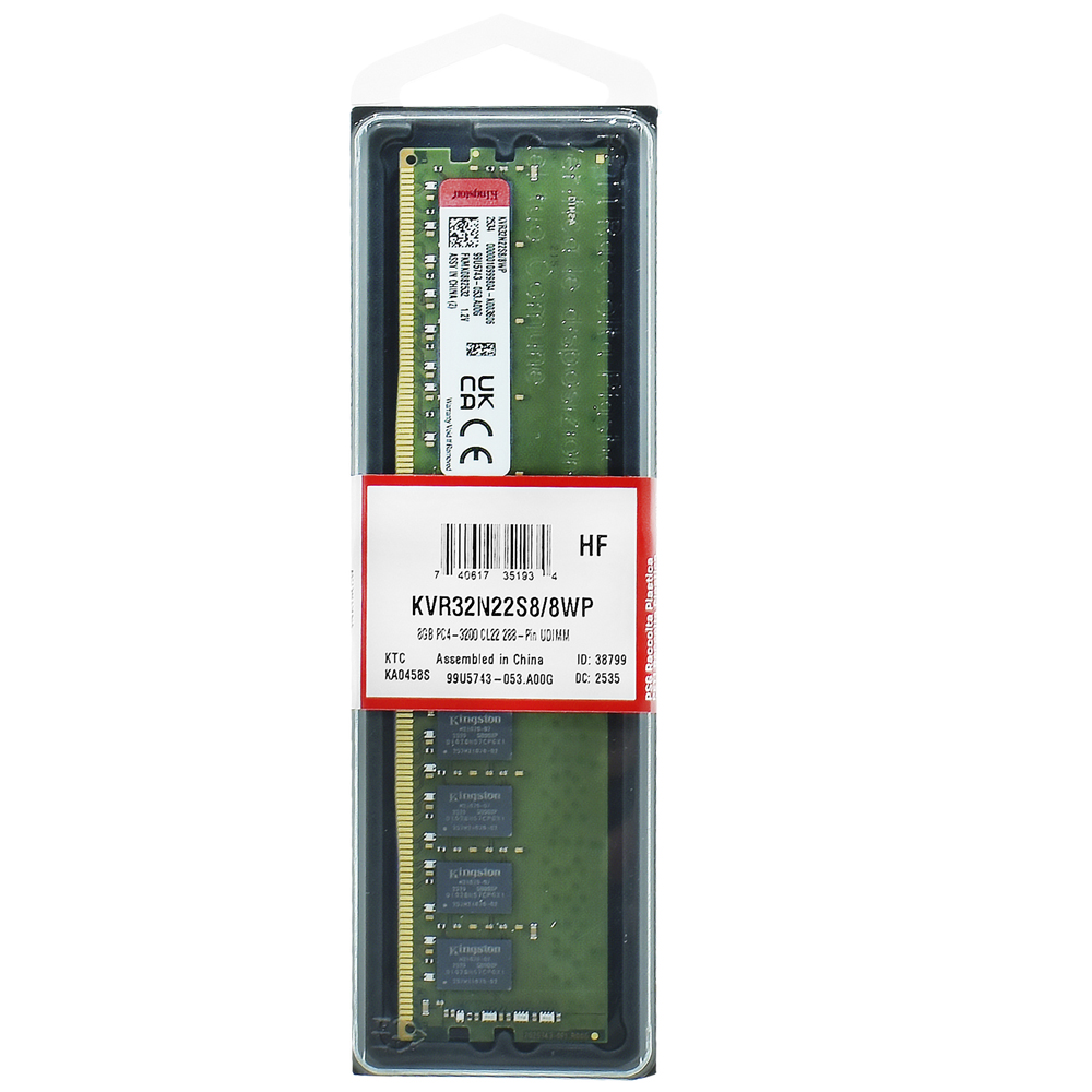 Comprar Memória RAM Kingston DDR4 8GB 3200MHz - KVR32N22S88WP em São José dos Pinhais