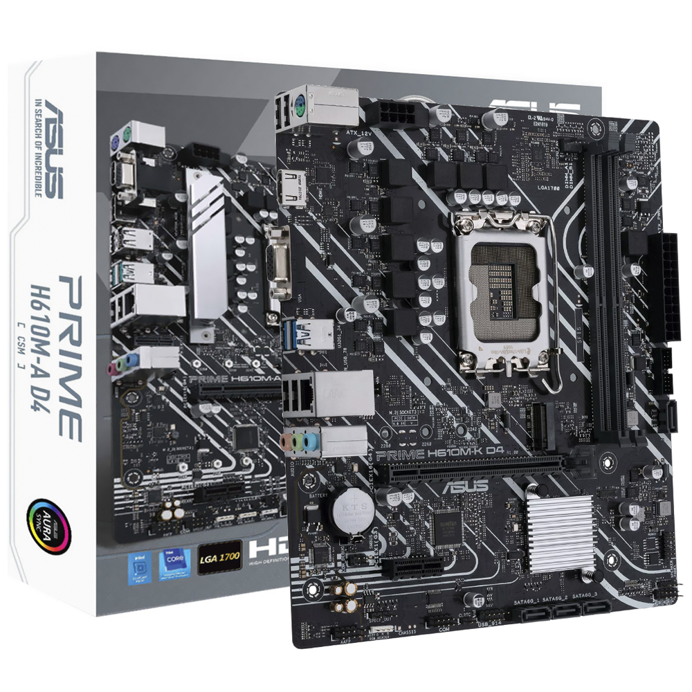 Comprar Placa Mãe ASUS Prime H610M-K D4 CSM Socket LGA 1700 / DDR4 em São José dos Pinhais