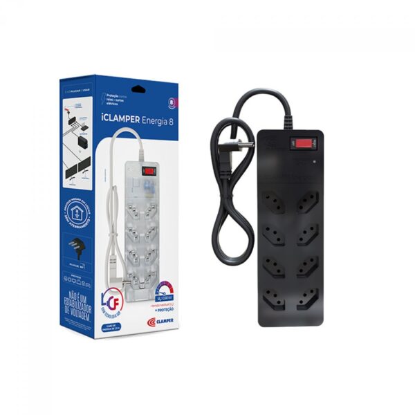 Filtro de Linha DPS ICLAMPER Energia 8 Tomadas, 127/220 volts, LCF, 1,3M, Black, Bivolt - Image 2