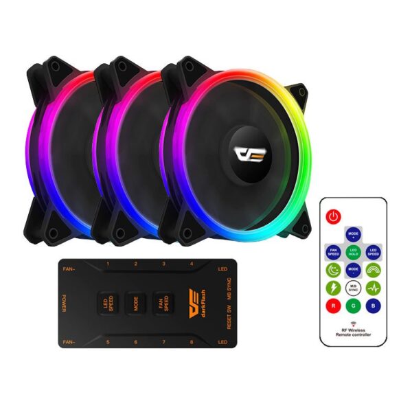 Cooler para Gabinete Darkflash DR12 Pro 12X12 LED RGB - Kit com 3