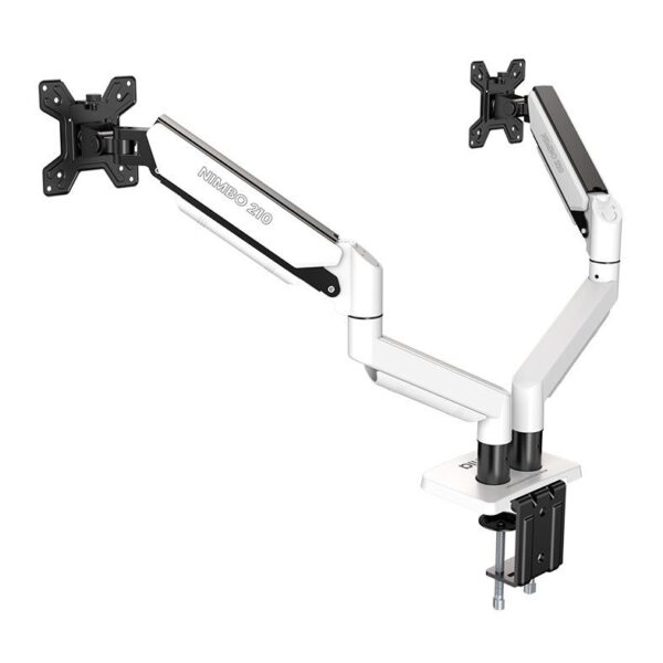 SUPORTE ARTICULADO COM PISTAO A GAS PARA DOIS MONITORES ZINNIA NIMBO 210, 13 POL. A 32 POL., BRANCO, ZNO-ZNNBO210-WH01 - Imagem 2